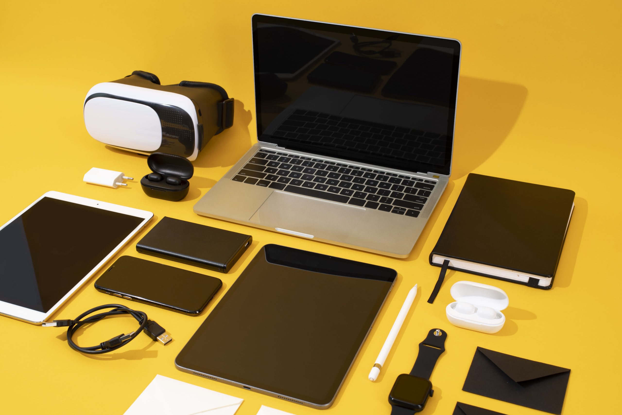 Apple products on a table