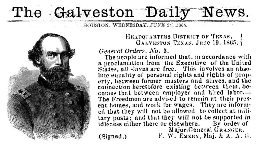 Gordon Granger, General Order No. 3. Galveston Daily News