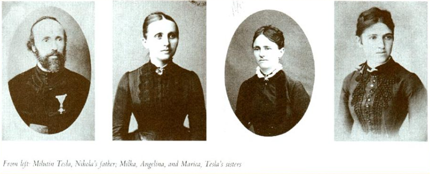 Nikola tesla family tree Father and Tree Sisters