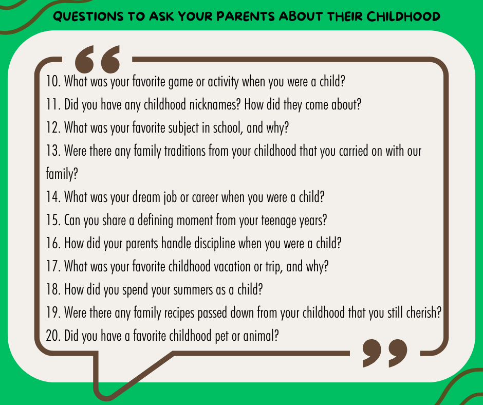 Questions to Ask Your Parents About Their Childhood